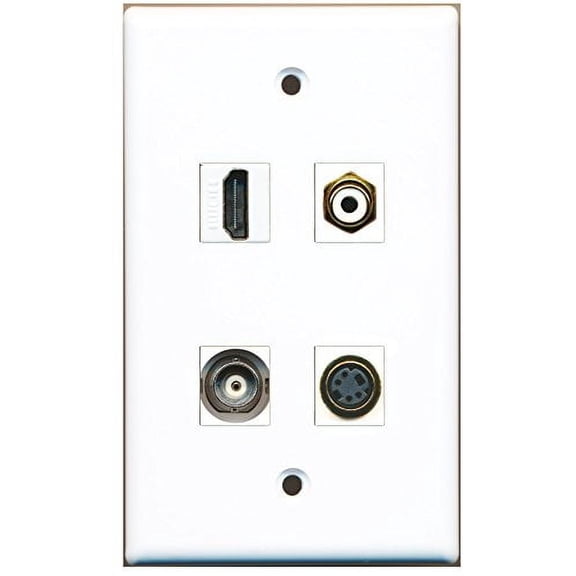 RiteAV - 1 Port HDMI 1 Port RCA White 1 Port S-Video 1 Port BNC Wall Plate