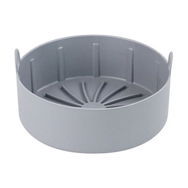 Graflsoa Non-Stick Silicone Air Fryer Grill Pan - 16cm Round, Heat Resistant, Easy Clean, Gray
