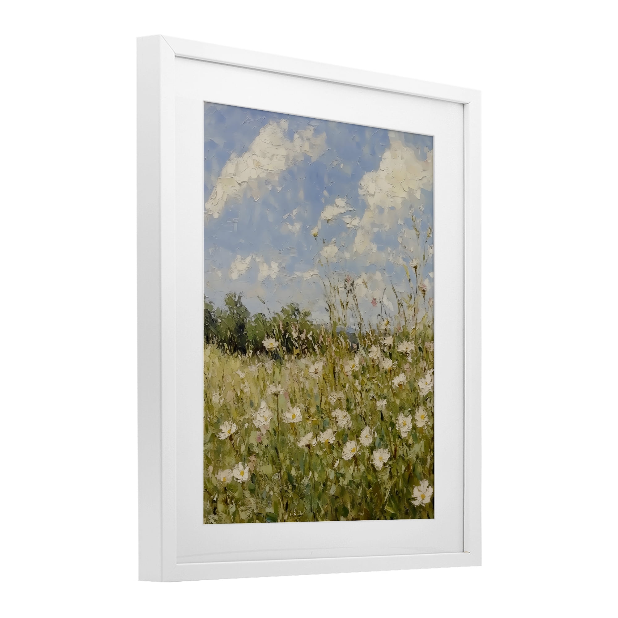 Stupell Industries Wildflower Field Beneath Blue Sky White Framed Print Under Glass, design by LSR Design Studio