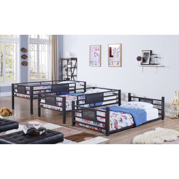 Rogen Full Triple Bunk Bed Dark Bronze