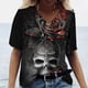 thumbnail image 3 of Camiseta Vintage con estampado 3D de calavera para mujer, blusas con cuello en V, Jersey informal de manga corta, Tops de gran tamaño, ropa Harajuku, camisetas de verano, 3 of 4