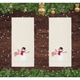 thumbnail image 2 of Beige Bath Hand Towels, 2 Piece, Embroidered Snowman Let it Snow St. Nicholas Christmas, 2 of 9