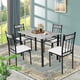 thumbnail image 4 of Costway Juego de Mesa de Comedor de 5 Piezas con Sillas Tapizadas con Encimera de Mármol Maco de Metal Ahorra Espacio Juego de Mubles Moderno, 4 of 10