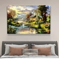 thumbnail image 4 of Póster decorativo de lienzo con diseño de casa de campo, montaña, lago, naturaleza, paraíso, arte de pared, para sala de estar, dormitorio, estilo marco, 30 x 45 cm, 4 of 8