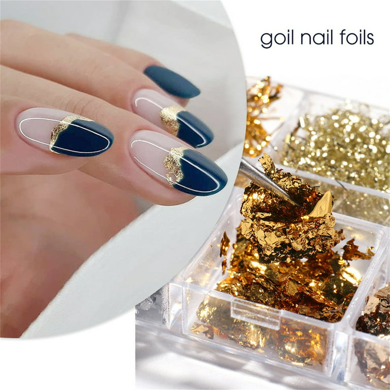 4 Bottles Gold Foil Flakes - Nail Foils Gold Foil for Nail Art