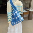 thumbnail image 4 of LHSHIDU Crochet Tote Bag Cute Aesthetic Bag Hearts Pattern Knitted Shoulder Bag Hollow Beach Bag for Women, 4 of 6