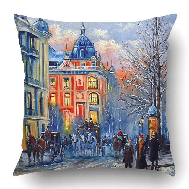 Funda de Almohada ABPHQTO Ciudad Vieja Kiev, Pinturas al Óleo, 50x50 cm