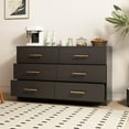 thumbnail image 3 of 6 Drawer Dresser, Modern Dresser for Bedroom with Spacious Countertop, Wood Storage Cabinet for Bedroom, Living Room, Entryway,Black, 3 of 7