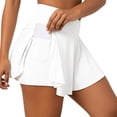 thumbnail image 6 of Aihuaihua Crossover Athletic Skorts for Women High Waist 2 in 1 Flowy Running Skirt with Pockets Stretchy Workout Tennis Skorts White S, 6 of 6