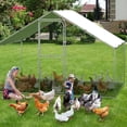 thumbnail image 2 of Large Metal Chicken Coop Run with Double Doors & Waterproof Roof Cover, Outdoor Walk-in Cage Peak Hen House for Yard Farm, 9.8' W x 6.5' D x 6.5' H, 2 of 8