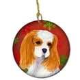 thumbnail image 1 of Cavalier Spaniel Flocons de Neige Rouges Ornement en Céramique de Noël, 1 of 1