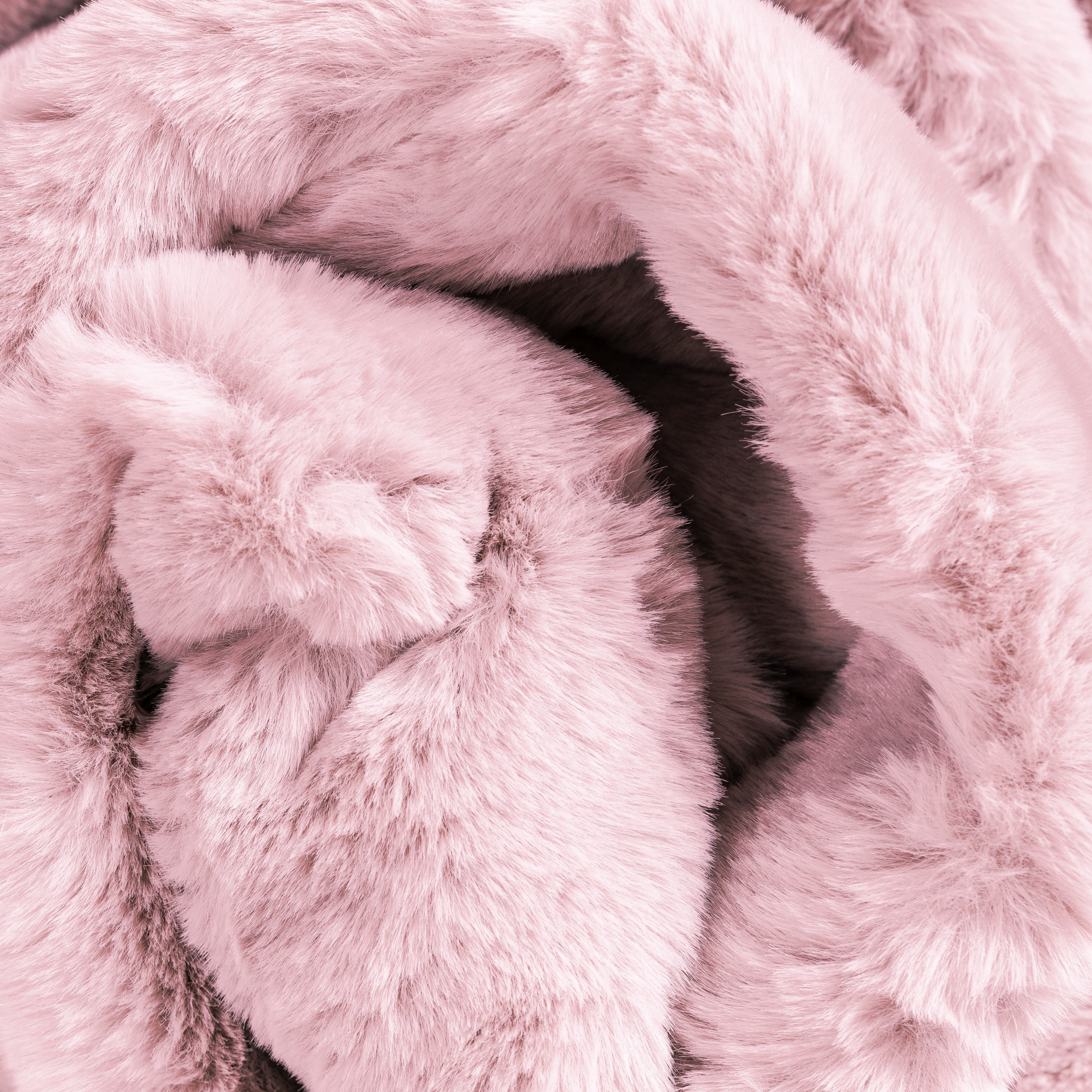 Well Woven Opal Crest Textured Solid Light Pink Modern Faux Fur 2'11" Round Rug