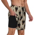 thumbnail image 2 of Yiaed Cute Black Dog Print Mens Swim Trunks Bathing Suit Compression Liner Beach Swim Shorts Swimwear Quick Dry Zipper Pocket No-Chafing Board Short-, 2 of 6