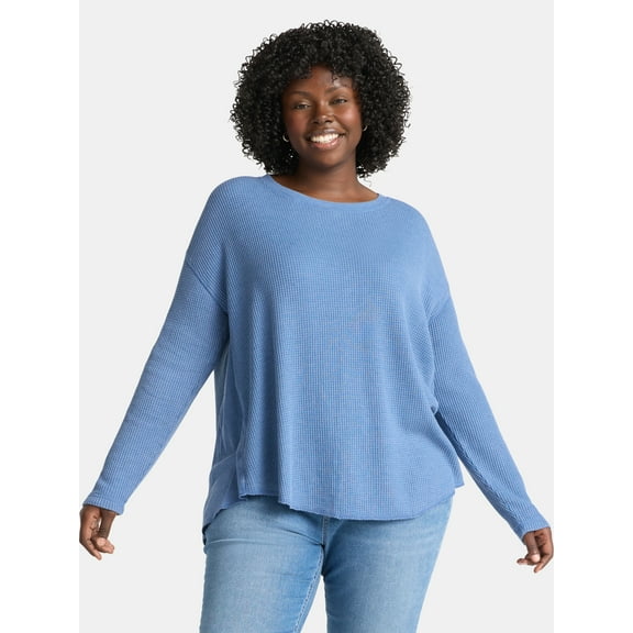Terra & Sky Women’s Plus Waffle Knit Tunic Top, Sizes 0X-5X