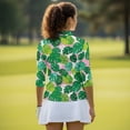 thumbnail image 5 of Uorisanigo Palm Leaves Womens Quick Dry Athletic Polo Shirts Size 2XL Versatile Comfortable Women's 3/4 Sleeve Athletic Golf Shirts Fashion Outing Wear Relaxed Pullover for Women, 5 of 7