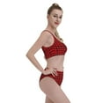 thumbnail image 4 of Daiia Red Black Houndstooth printed 2 piece Swimsuit Bikinis for Women High Waisted Racerback Bathing Suits Summer Tummy Control Scoop Neck Swimwear-Large, 4 of 8