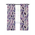 thumbnail image 7 of Spring Purple Leaves Blackout Curtains for Bedroom, Country Botanical Pastoral Leaf Beige Thermal Insulated Kitchen Drapes with Grommets, Light Blocking Window Treatment, 2 Panels 52" x 72", 7 of 7