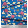 thumbnail image 2 of Soimoi Blue Cotton Voile Fabric Porcupine & Mushroom Tree Print Fabric by the Yard 42 Inch Wide, 2 of 3