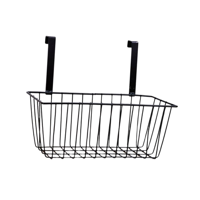 Cesta colgante con estantes para organizar aperitivos, especias y otros artículos decorativos. Negro