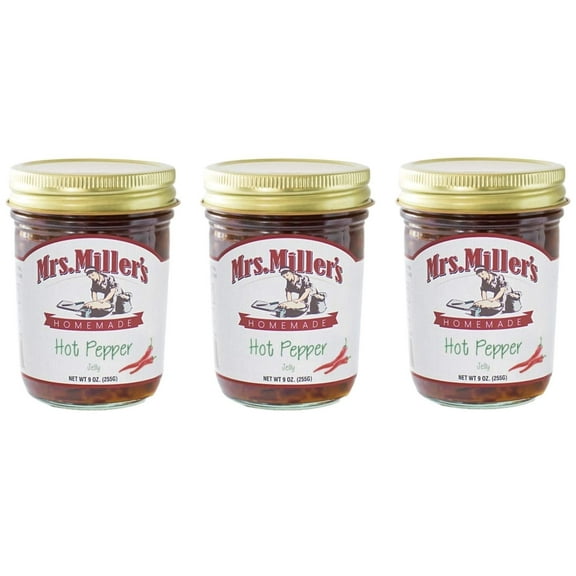 Mrs. Millers Homemade Jelly, Hot Pepper, 9 OZ (Pack of 3)
