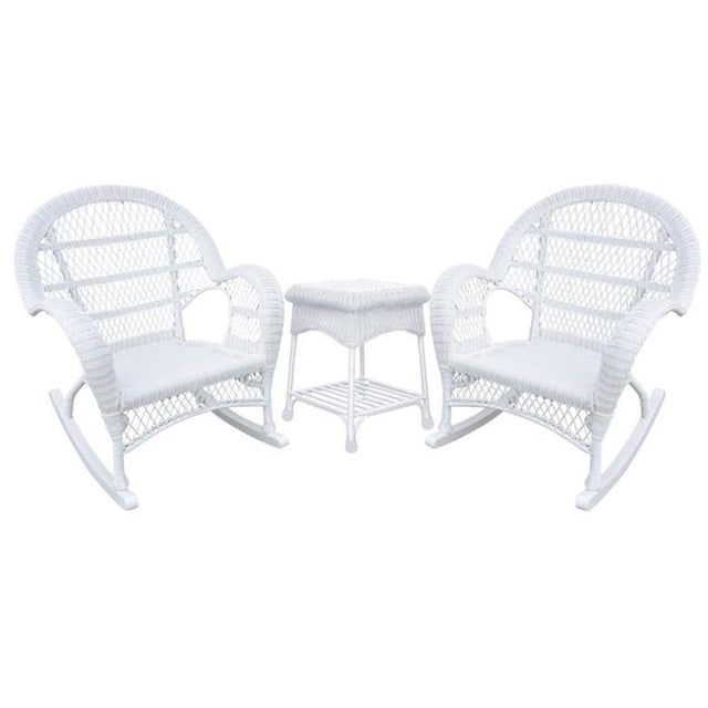 Jeco Ensemble de Conversation en Osier 3 Pcs en Blanc