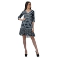 thumbnail image 3 of Moomaya Georgette Printed 3/4 Sleeve V-Neck Casual Short Length Dress For Women, 3 of 6