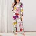 thumbnail image 3 of Wukai Butterflies and Vintage Print Women's Pajama Set - Soft Long Sleeve Sleepwear for Comfort and Style-Medium, 3 of 9