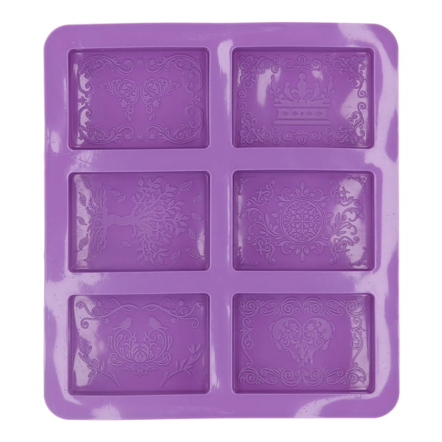 Molde De Silicona Con 6 Rejillas Para Pastelería Casera, Color Morado