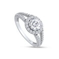 thumbnail image 2 of AFFY 1.50CT 6.5MM Round Moissanite Diamond Halo Split Shank Ring for Women 14K White Gold over silver-10, 2 of 5