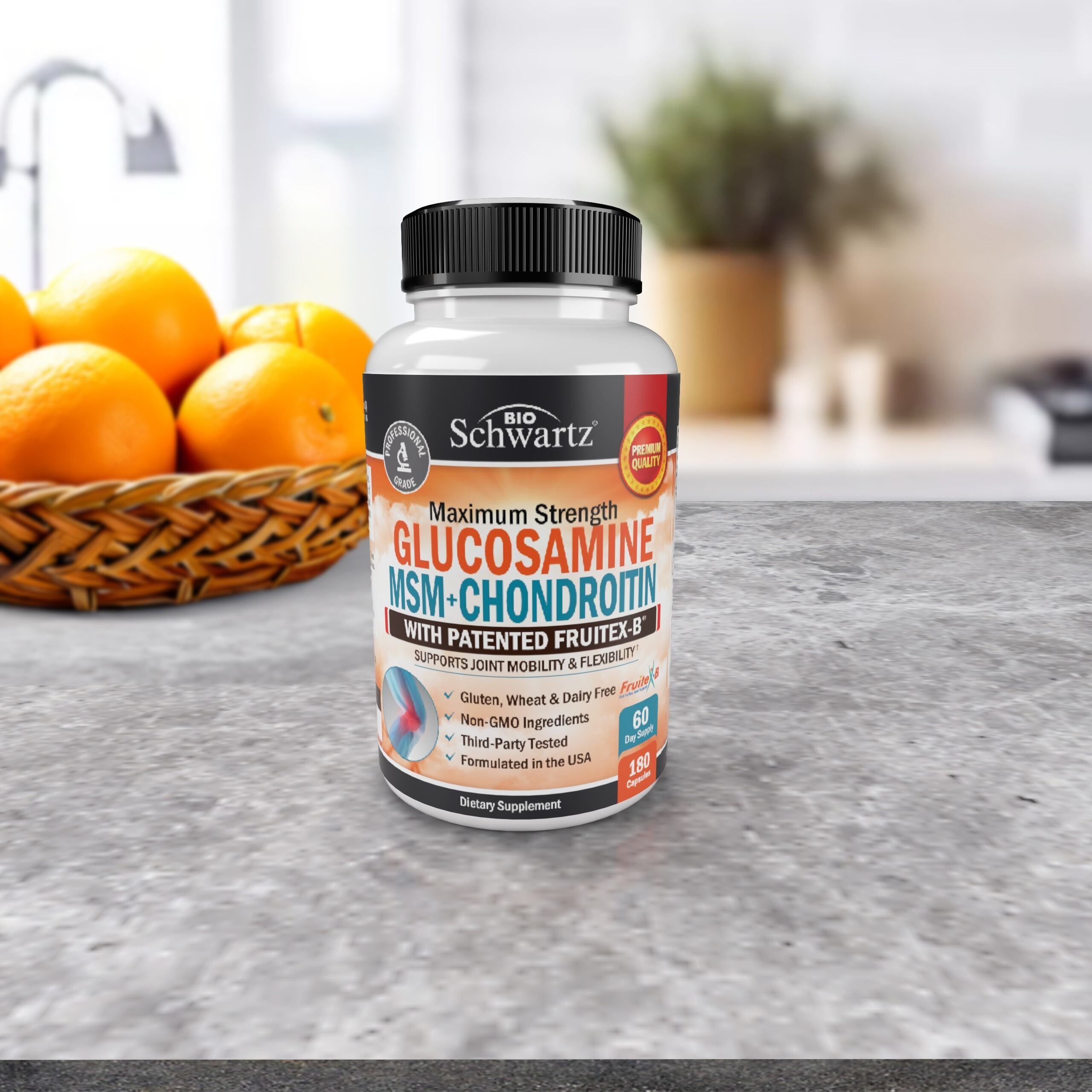 BioSchwartz Glucosamine MSM & Chondroitin Joint Support Supplement, 180 Capsules