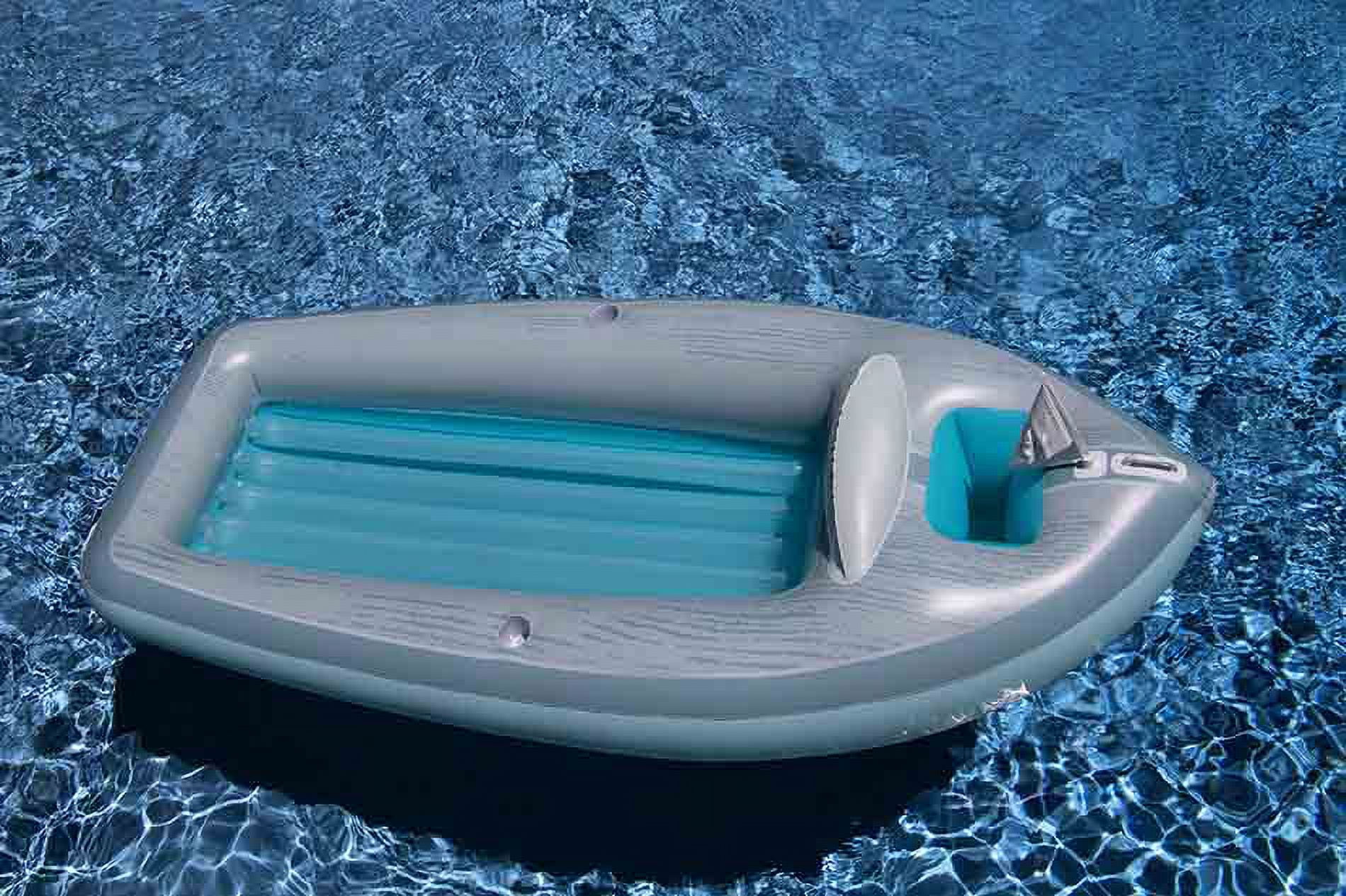 105-Inch Inflatable Gray and Blue Classic Boat Cruiser with Cooler Pool Float