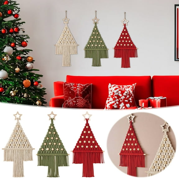Christmas Tree Macrame Kit | DIY Wall Hanging Decorations for Beginners | Complete Craft Set with Lace Materials | Holiday Party Supplies for Kids & Adults
