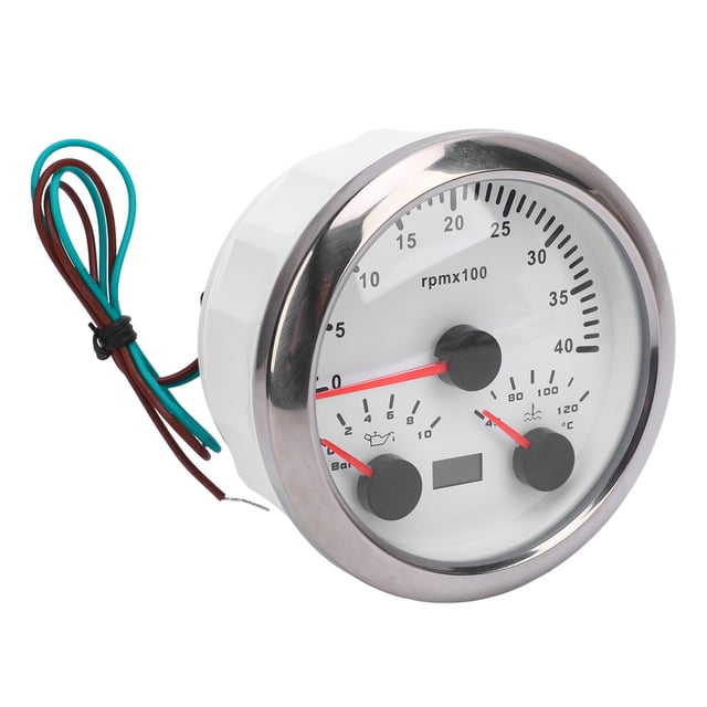 3 in 1 Electrical Tachometer Oil Pressure Water Temp Gauge for RV Yacht. 7 Colors Backlit