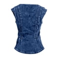 thumbnail image 5 of Holzkary Women's Denim Vest Tops Trendy 2026 Cap Sleeve Deep V Neck Button Down Y2K Fitted Pleated Sleeveless Jean Vest Tops for Women Classic Summer Crop Waistcoat Jacket Denim Tops Dark blue L, 5 of 9