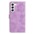 thumbnail image 2 of SaniMore Case for Samsung Galaxy S23 6.1" 2023, [Card Slots + Cash Pocket + Removeable Wrist Strap] PU Leather Embossed Flower Flip Kickstand 360° All-around Protective Wallet Shell, Purple, 2 of 11