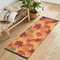 Ryvnso Leaves Fall Bedroom Runner Rug 2'x6' Hallway Area Carpet Non Slip Entryway Mat with Tassels