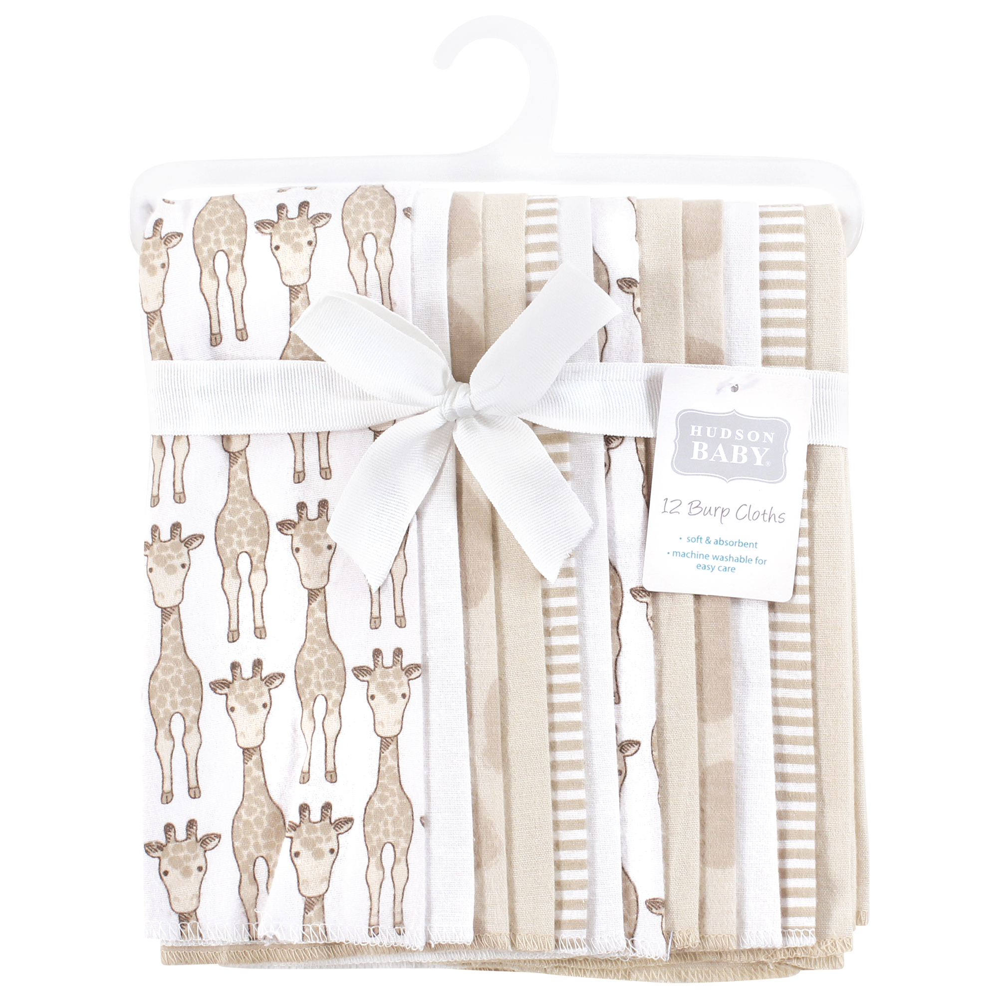 Hudson Baby Cotton Flannel Burp Cloths 12-Pack Bundle, Giraffe, One Size