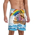 thumbnail image 2 of Gaeub Rainbow Animals on Noah's Ark Printed Men's Short Pajama Pants, Lightweight Lounge & Sleep Bottoms Keep You Cool - Medium, 2 of 9