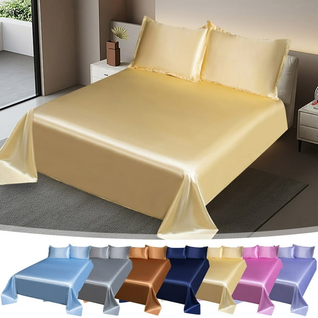 Set de ropa de cama de seda de hielo de 3 piezas • Color sólido • Transpirable y refrescante • Lavable a máquina • Sábana de 230x250cm y 2 fundas de almohada