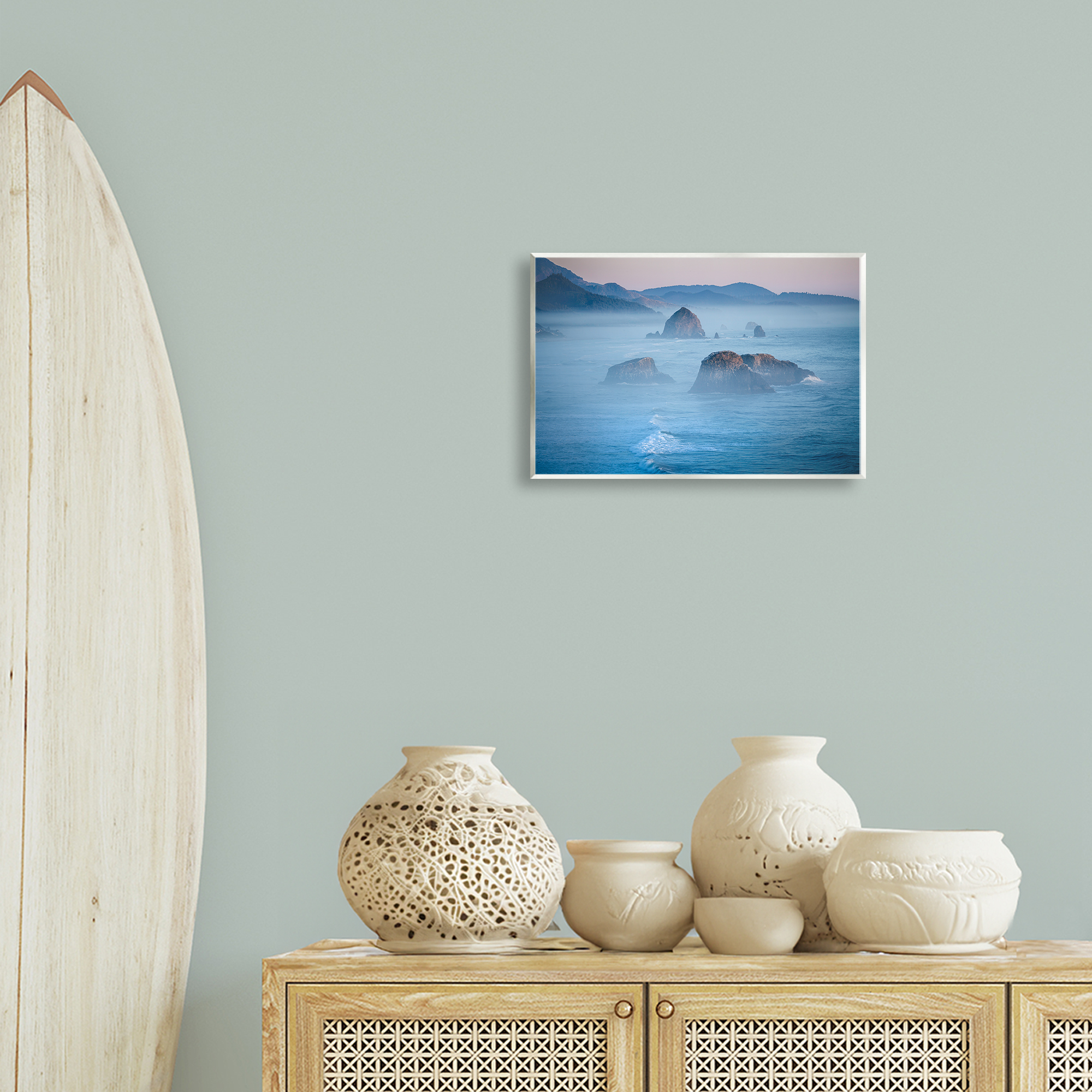 Stupell Industries Rocks Protruding from Sea Landscape & Nature Photography Unframed Art Print Wall Art, 15 x 10