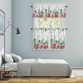 thumbnail image 5 of Spring Pink Roses Kitchen Curtains Sets for Windows 24 Inch Length, Pastoral Eucalyptus Leaves Gray Wooden Rod Pocket Window Treatments Tier Curtains and Valances Set for Bedroom/Bathroom, 5 of 8