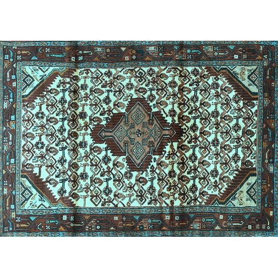 Ahgly Company Indoor Rectangle Persian Light Blue Traditional Area Rugs, 3' x 5'