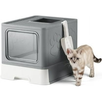 Enclosed Cat Litter Box, Large Litter Box for Big Cats, Covered Kitty Litter Boxes with Lid, Top Entry Cat Box Enclosure with Scoop, Odor Control, Easy to Clean