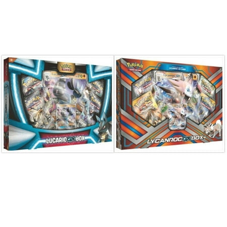 Pokemon Lucario GX Collection Box and Lycanroc GX Box Trading Card Game Collection Box Bundle, 1 of Each. Great Variety Gift Set For Boys or