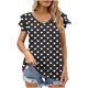 thumbnail image 1 of Camisas de Cuello de Tripulación de Manga Corta para las Mujeres Plisado Mangas de Ruffle, Cuello Redondo Casual Primavera Y Blusa de Verano, 1 of 5
