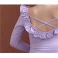 thumbnail image 6 of ‌LYMAYTER ‌Girls Ballet Costume Solid Color Long Sleeve Basic Leotard Summer Ruffled Practice Wear 3-11Y, 6 of 8