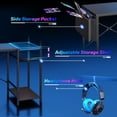 thumbnail image 6 of Bestier Gaming Desk with LED Lights, 44'' Computer Desk with Reversible Shelves, PC Gamer Desk with Side Storage Bag, Hooks and Height Adjustable Shelf for Home Office, Carbon Fiber Black, 6 of 10