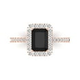 thumbnail image 2 of 1.86ct emerald cut black natural onyx 18k rose gold halo Bridal Wedding Engagement Promise Anniversary Ring for Women size 5.25, 2 of 7