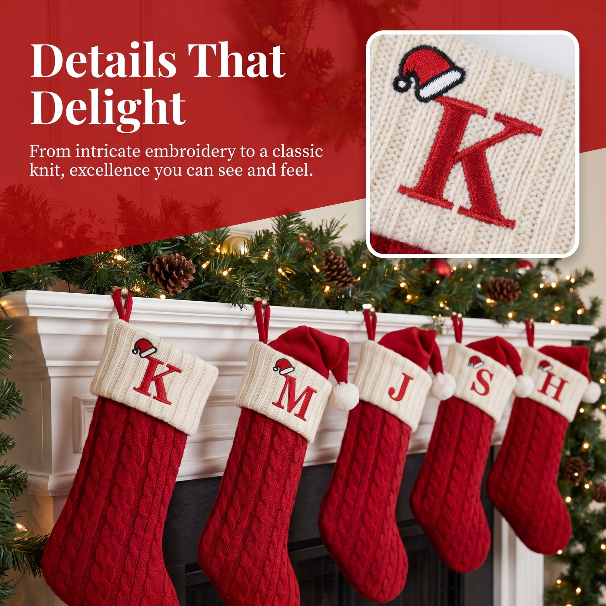Unique Bargains Cartoon Christmas Luxury Grand Hearth Accent Stocking Letter K 8"