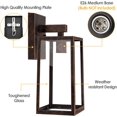 thumbnail image 6 of Outdoor Wall Sconce, Exterior Waterproof Wall Lantern Light Fixtures, Brown Anti-Rust Porch Lights with Toughened Glass Shade, Anti-Rust E26 Socket Front Door Wall Mount Lighting, 2 Pack, 6 of 7